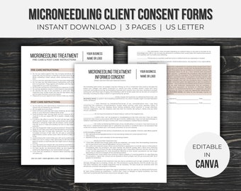 Microneedling Client Consent Forms Editable | Esthetician Forms | Esthetician Business | Instant Download