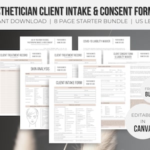 Esthetician Client Consent Forms Editable | Facial Consent Forms | Esthetician Forms | Esthetician Business | Instant Download