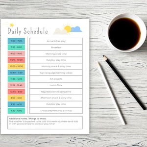 Home Daycare Monthly Menu Editable | Daycare Daily Schedule Template ...