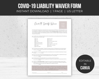 Editable COVID-19 Liability Waiver | Service Businesses Forms | Esthetician Template | Instant Download