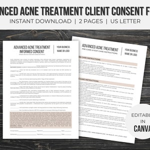 Advanced Acne Treatment Forms Editable | Facial and Chemical Peel | Esthetician Forms | Esthetician Business | Instant Download