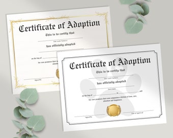 Pet Adoption Certificate Editable | Adoption Puppy Certificate | Adopt a Pet | Puppy Adoption | Editable Certificate | Certificate Template