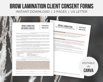 Toestemmingsformulieren voor wenkbrauwlaminering bewerkbaar | Wenkbrauwlaminering | Formulieren voor schoonheidsspecialisten | Schoonheidsspecialiste Zakelijk | Directe download