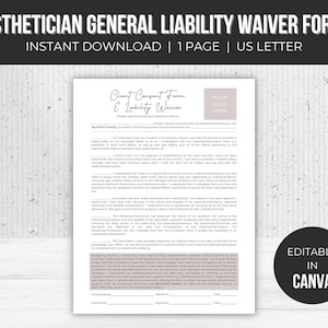 Editable Esthetician General Liability and Client Consent Forms | Esthetician Business Forms | Med Spa Client Forms | Instant Download