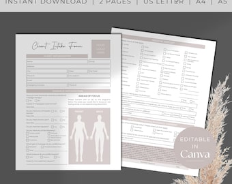Editable Massage Consent Forms and Client Intake | Massage Therapist Template | Massage Business Forms | Editable Template