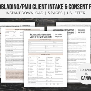 Permanent Make-Up Client Consent Forms Editable | Microblading Template | Esthetician Forms | Esthetician Business | Instant Download