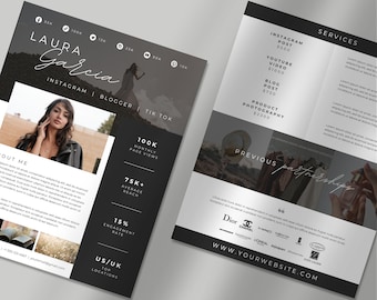 Media Kit Template Editable | 2 Page Media Kit | Influencer Media Kit | UGC Media Kit | Editable Template