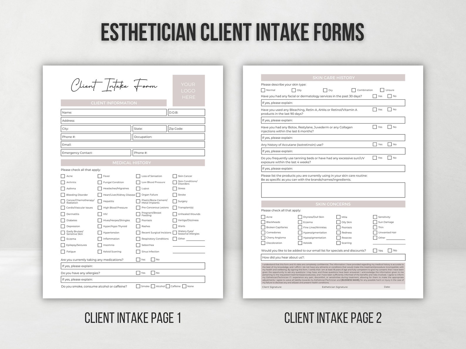 Editable Esthetician Client Consent Forms Microblading - Etsy