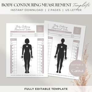 Editable Body Contouring Measurement Tracker | Body Sculpting Template | Esthetician Template | Esthetician Forms | Editable Template