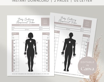 Editable Body Contouring Measurement Tracker | Body Sculpting Template | Esthetician Template | Esthetician Forms | Editable Template