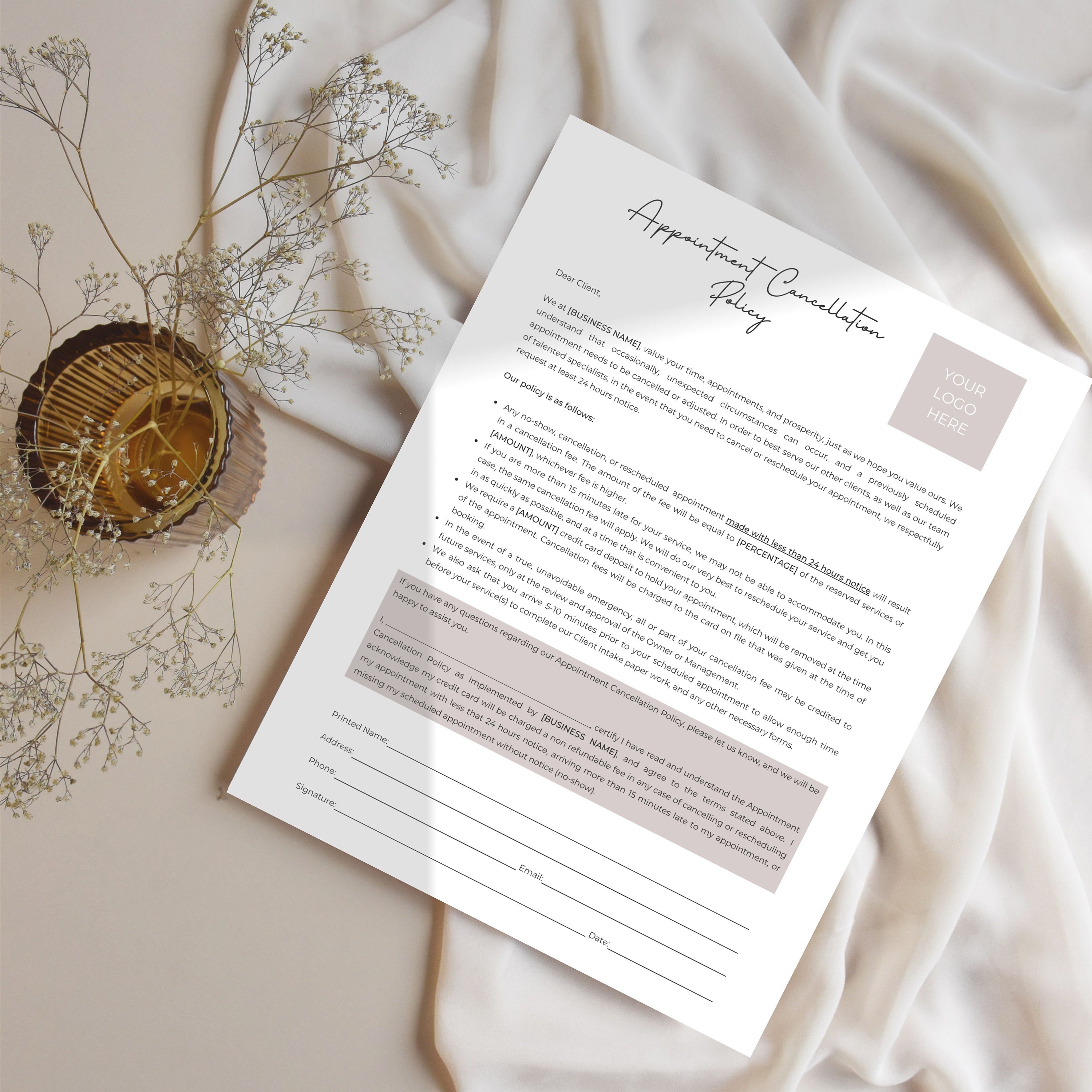 Appointment Cancellation Policy Template Editable Appointment