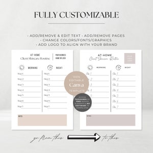 Esthetician Client Skincare Template | Editable Skincare Routine Guide | Esthetician Forms | Esthetician Business | Instant Download image 2