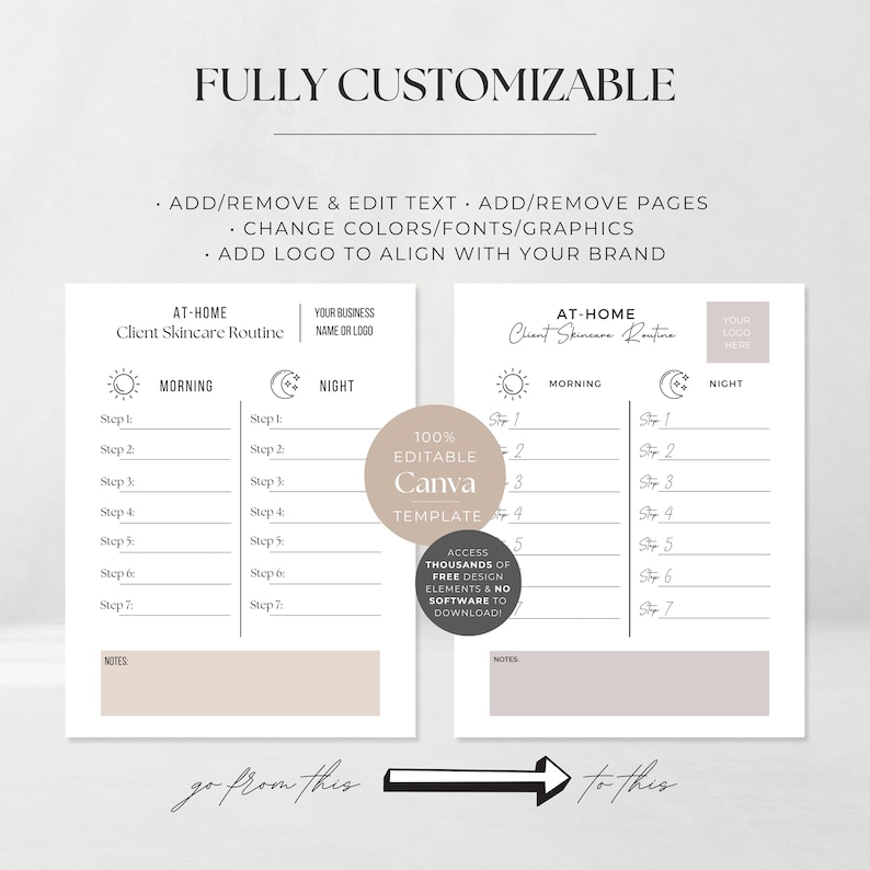 Esthetician Client Skincare Template | Editable Skincare Routine Guide | Esthetician Forms | Esthetician Business | Instant Download image 2