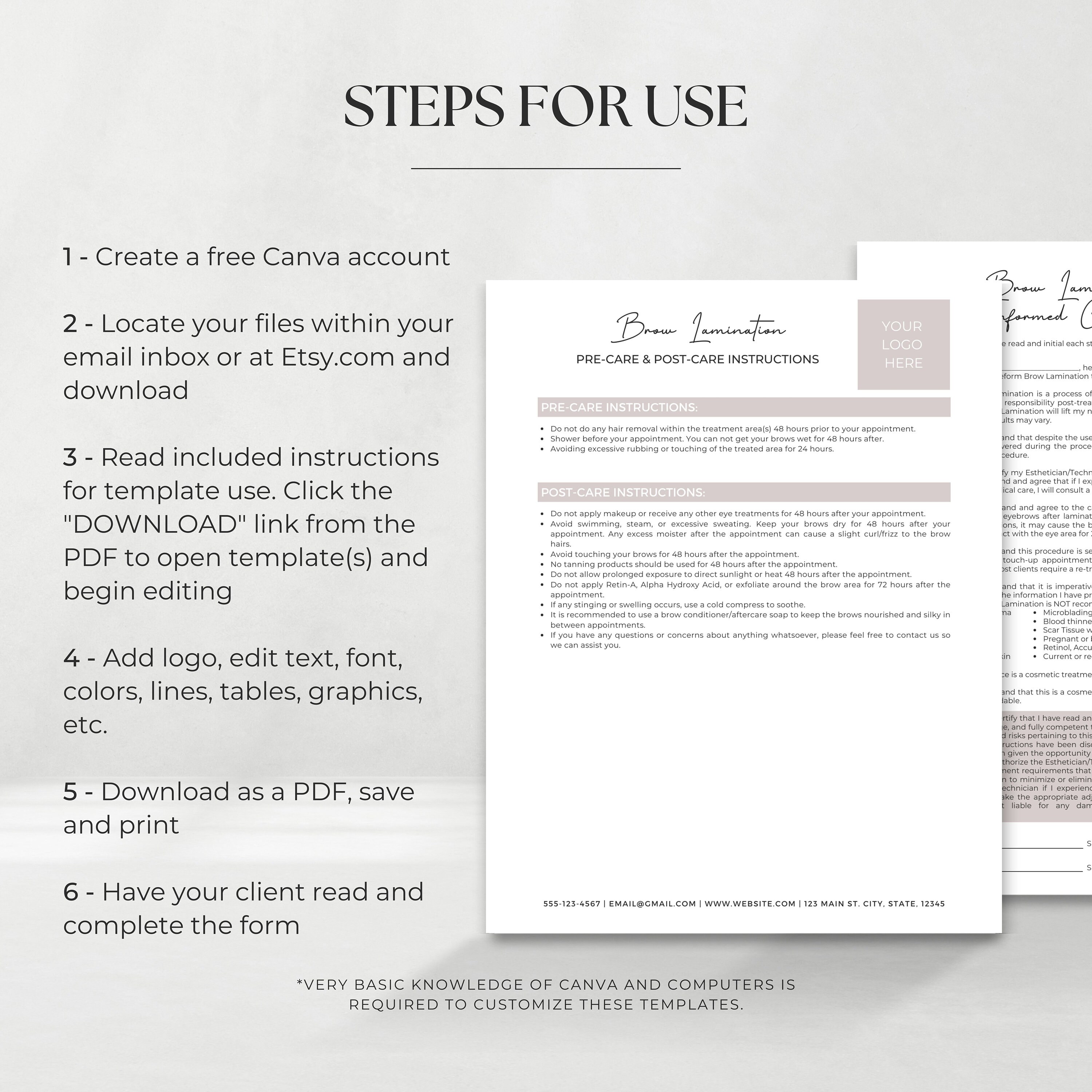 Editable Brow Lamination Consent Forms | Eyebrow Lamination Consent ...