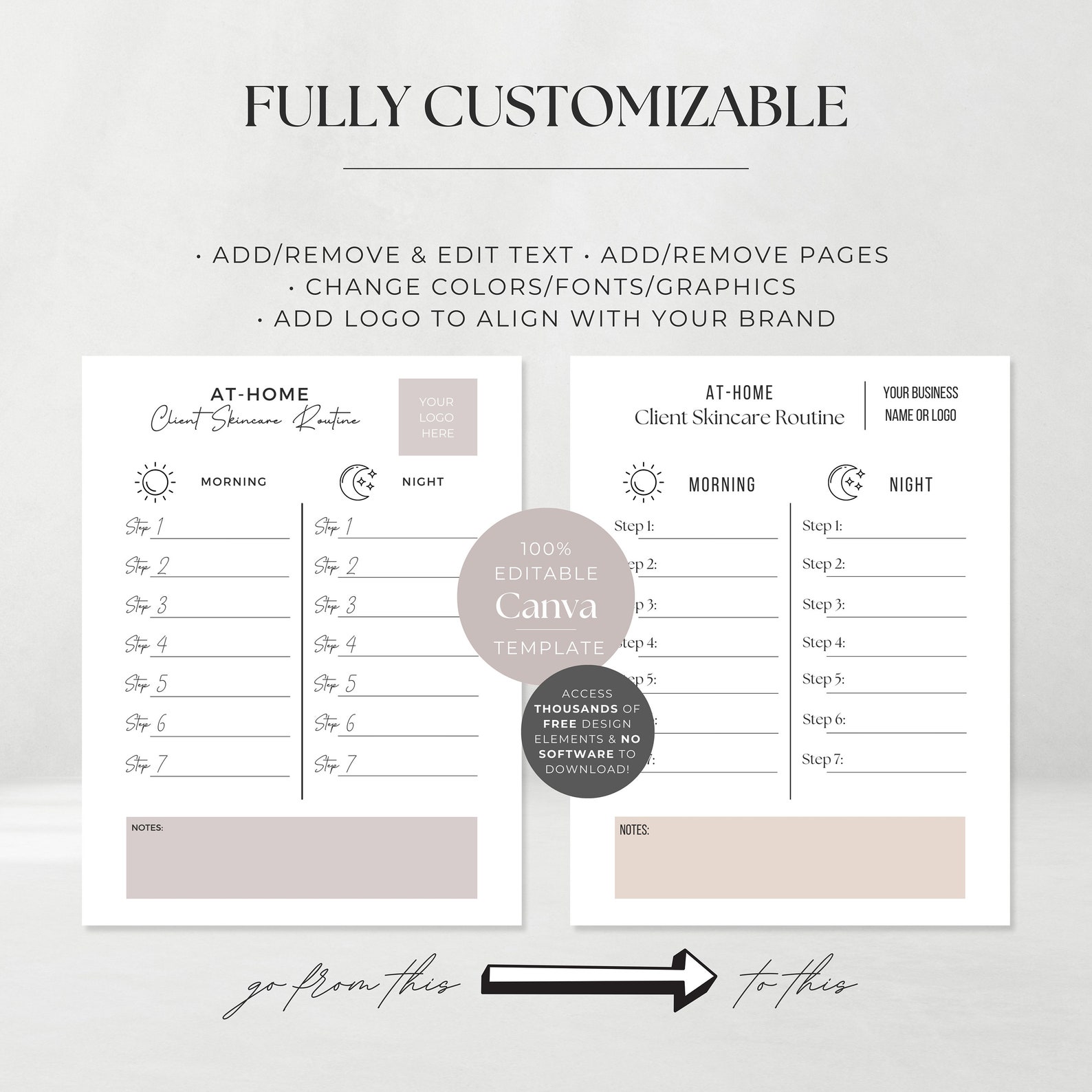 At Home Client Skincare Routine | Skin Routine Guide Template ...