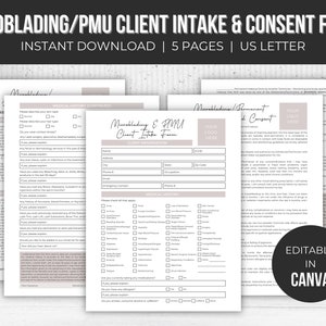 Editable Microblading/Permanent Make-Up Client Consent Forms | Esthetician Template | Esthetician Business | Instant Download