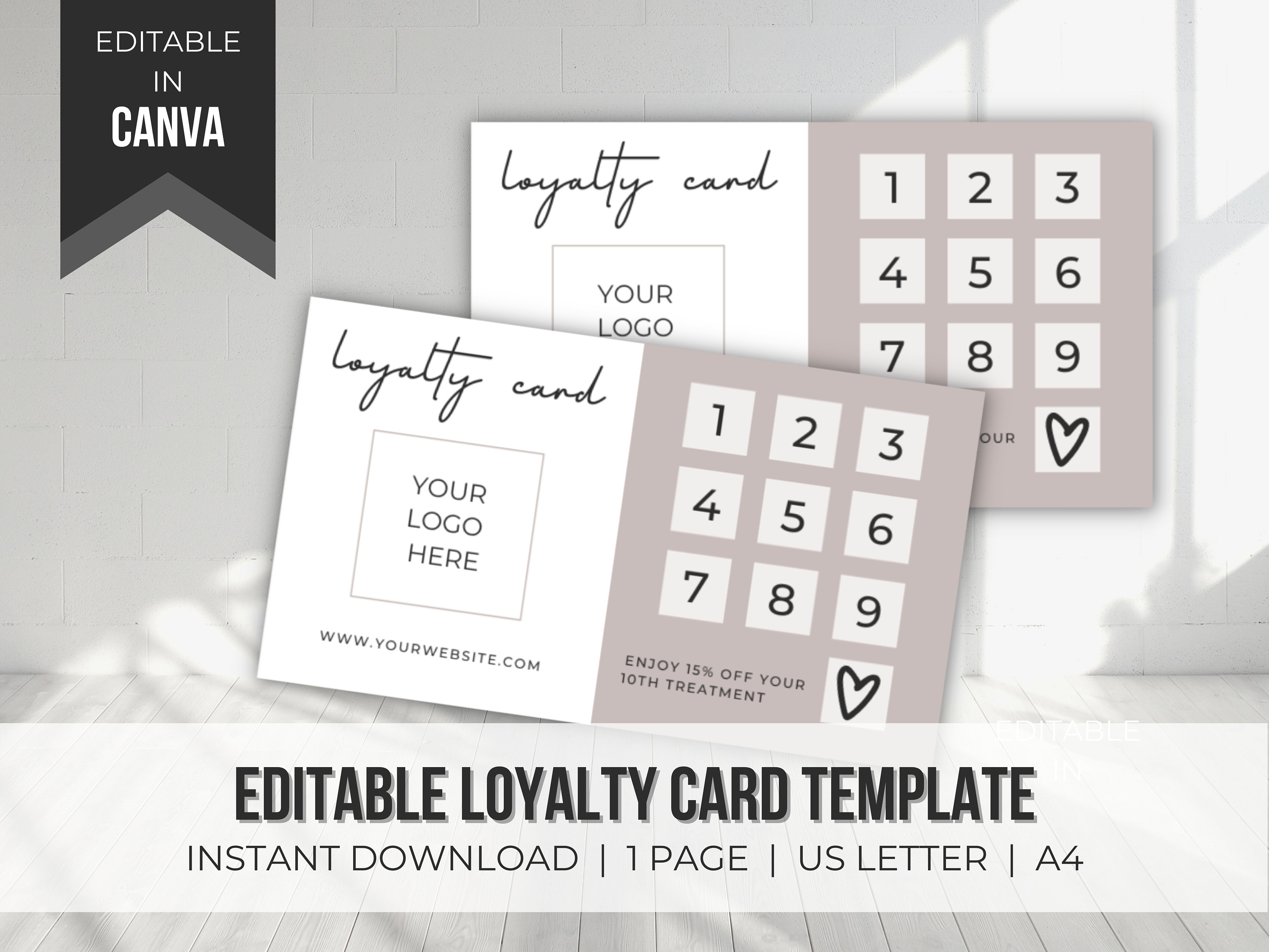 Loyalty Card Template Editable | Printable Loyalty Card | DIY Punch ...