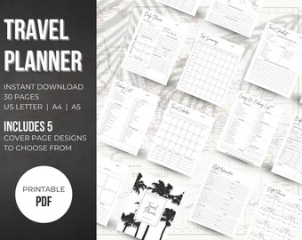 Travel Planner Printable | Vacation Planner | Destination Planner | Travel Journal | Trip Itinerary | Printable PDF