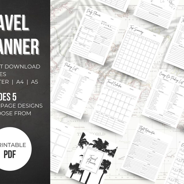 Travel Planner Printable | Vacation Planner | Destination Planner | Travel Journal | Trip Itinerary | Printable PDF