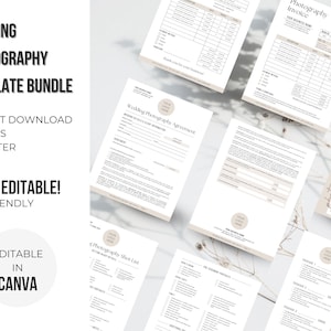 Editable Wedding Photography Contract Bundle | Photography Contract Template | Wedding Photography Forms | Instant Download