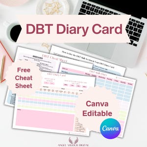 Ficha de Atividades Diária de DBT para Imprimir | PDF Preenchível e Editável no Canva para Acompanhamento de Habilidades de DBT e Regulação Emocional