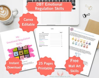 Emotional Regulation DBT Skills Workbook Canva Editable Printable Workbook for Emotional Health Instant Download   Gift Idea