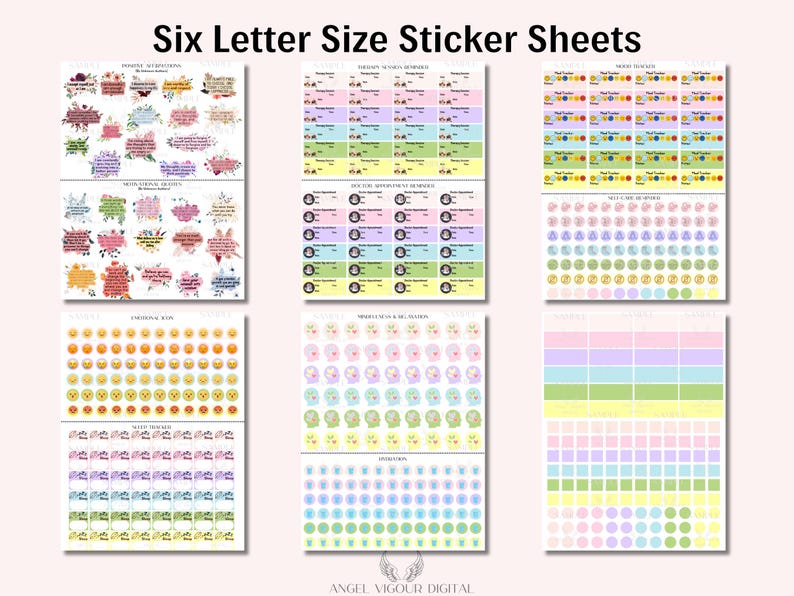 Printable Mental Health Planner Stickers 570 Stickers Affirmations Mood ...