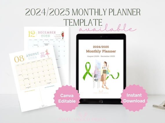 Editable 17-Month women Monthly Planner | Instant Download | Holidays & Mental Health Awareness Dates | Printable