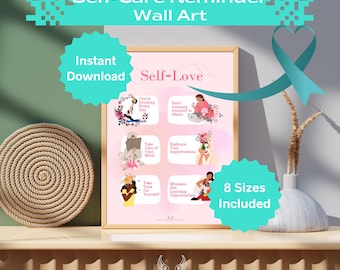 Self-Love Wall Art Instant Digital Download Print Positive Affirmations for Friend Motivational Wall Decor Self-Care Tips Gift Idea