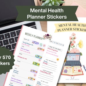 Printable Mental Health Planner Stickers 570 Stickers Affirmations Mood ...
