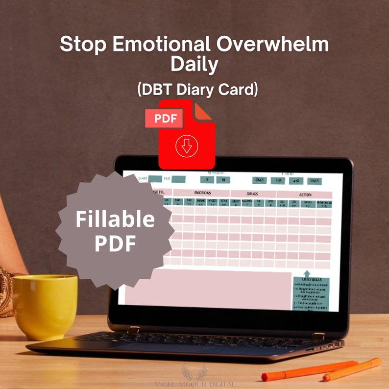 DBT Diary Card Printable | BPD Mood Tracker | Emotional Regulation ...