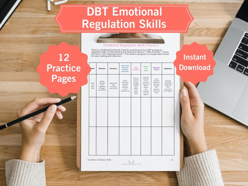 Emotional Regulation DBT Skills Workbook Canva Editable Printable ...