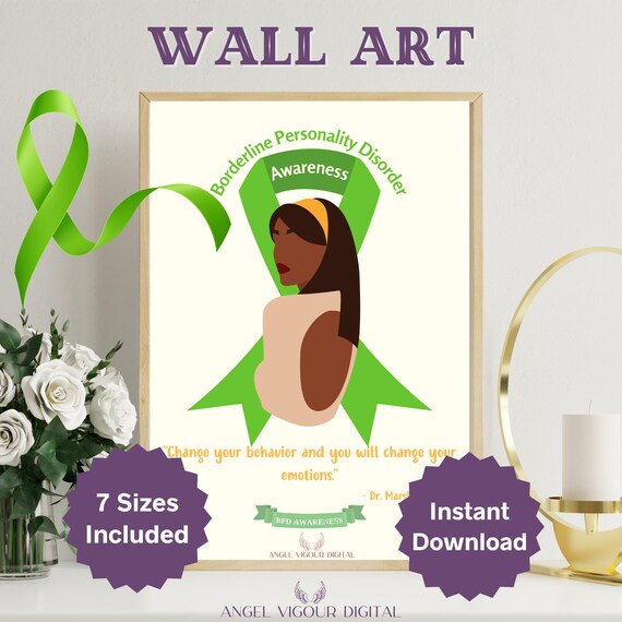 BPD Awareness Wall Art Gift Idea | Marsha Linehan "Change Your Behavior" Print | Mental Health Instant Download
