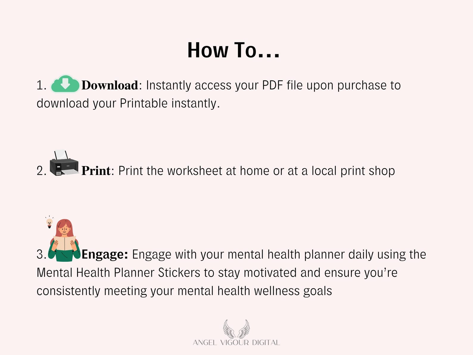 Printable Mental Health Planner Stickers 570 Stickers Affirmations Mood ...