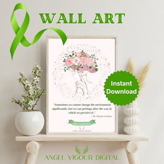 Encouraging BPD Quotes Wall Art Gift Idea | Feminine Floral Mental Health Awareness Print | Instant Download