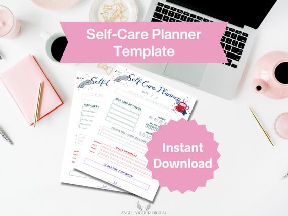 Daily Self Care Planner Winter Gift Idea |  Printable Canva Editable | Positive Affirmations Mood Tracker Wellness Goal Setting