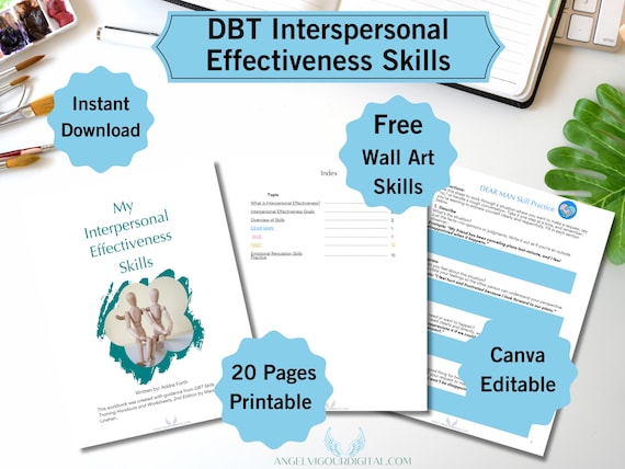 Interpersonal Effectiveness DBT Skills Workbook  | Canva Editable Printable Gift Idea | Communication Skills & Self-Respect