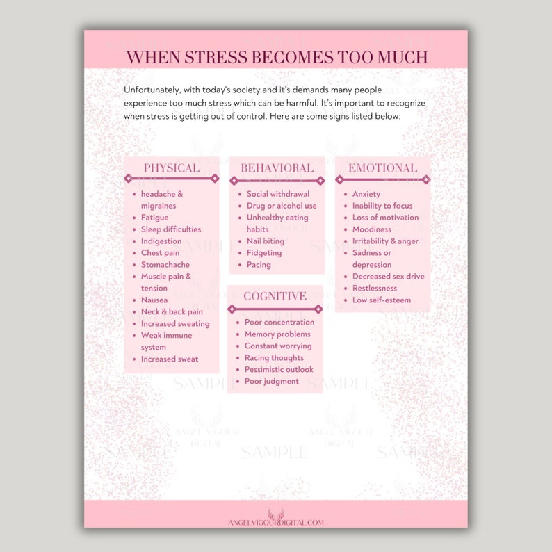 Stress Management Chart.pdf Understanding Stress Managing It Workbook Editable Printable Gift Idea ...