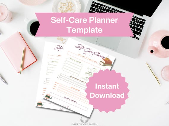 Daily Self Care Planner Fall Gift Idea |  Printable Canva Editable | Positive Affirmations Mood Tracker Wellness Goal Setting
