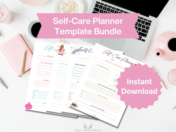 Seasonal Bundle Daily Self-Care Planner Gift Idea | Printable & Canva Editable | Positive Affirmations, Mood Tracker, Wellness  Goal Setting