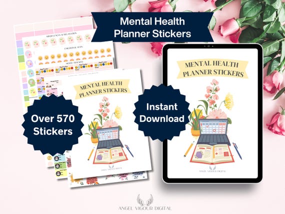 Printable Mental Health Planner Stickers 570 Stickers Affirmations Mood Trackers Self Care Reminders and More Instant Download Gift Idea