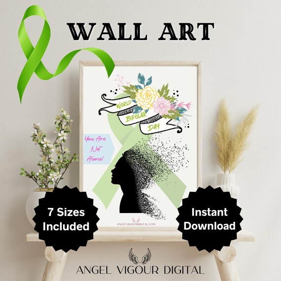 Inspirational Bipolar Disorder Wall Art Printable | Mental Health Positivity Quote Gift Idea | World Bipolar Day Instant Download