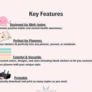 Printable Mental Health Planner Stickers 570 Stickers Affirmations Mood ...