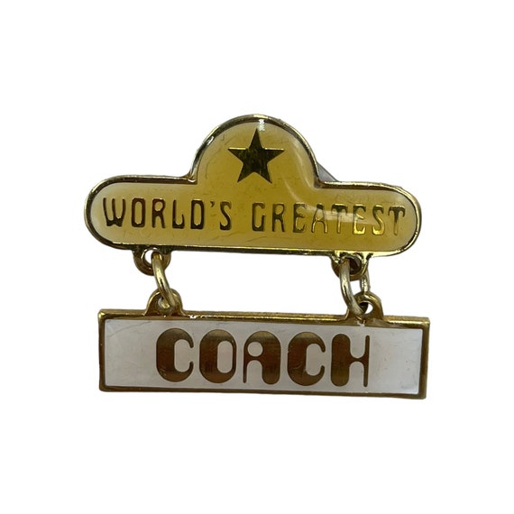 Vintage Pin Brooch World s Greatest Coach Merit Pin Gold Tone and
