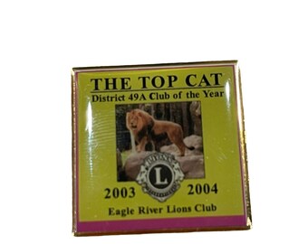 Eagle River Lions Club Pin Pinback, The Top Cat District 49A Club of the Year