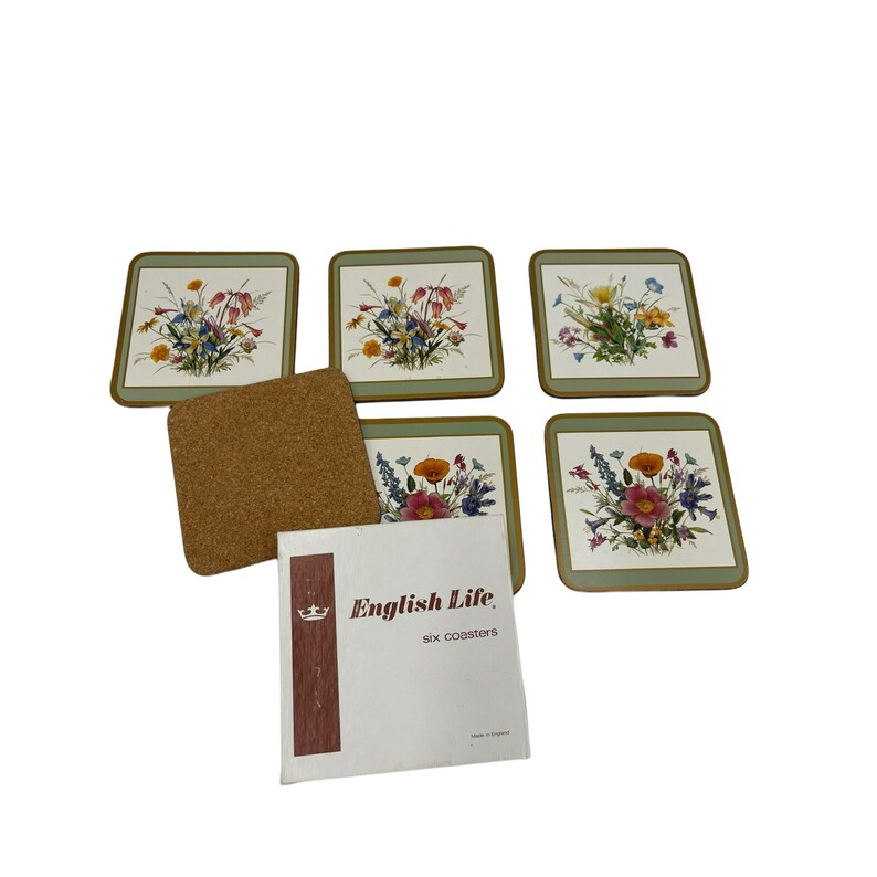 Vintage Pimpernel Cork Backed Coaster Set of 6 English Life Etsy