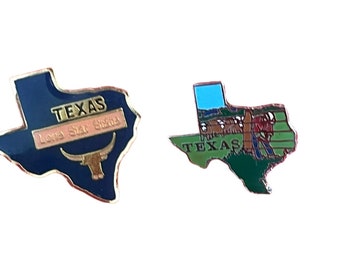 Vtg Pair Gold Tone Texas State Pin Lone Star Longhorns USA Souvenir Lapel Pin