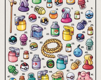 Poké Mart Offerings - Video Game Inspired Art Print