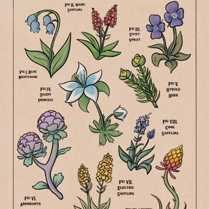 Flora of Hyrule (first version) - Video Game Inspired Art Print
