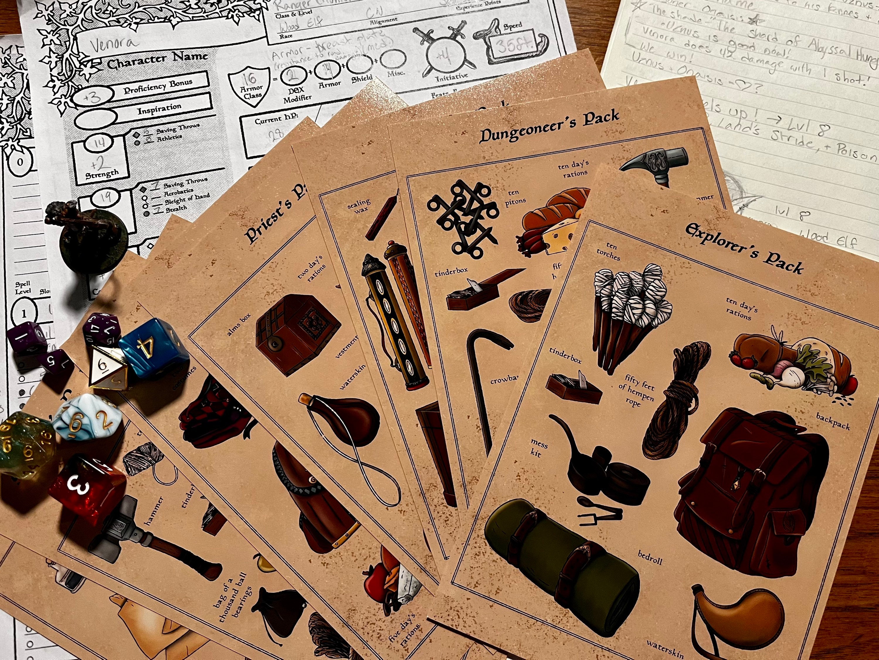 D&D Packs Mini Print Set - RPG Inspired Art Prints - Etsy Denmark